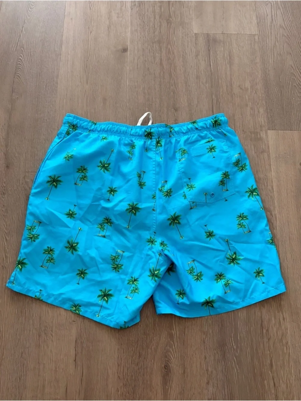 Old Navy Turquoise Swim Trunks with Green Palm Print